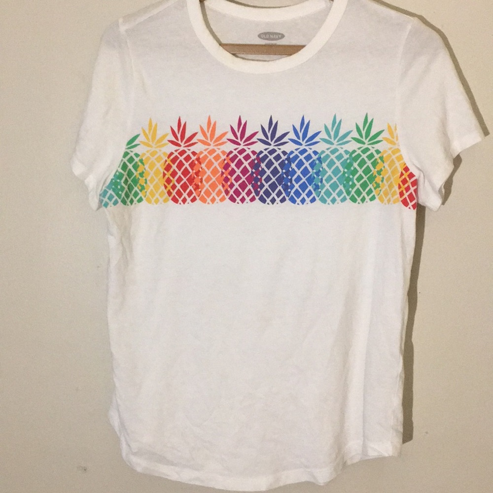 White pineapple rainbow shirt